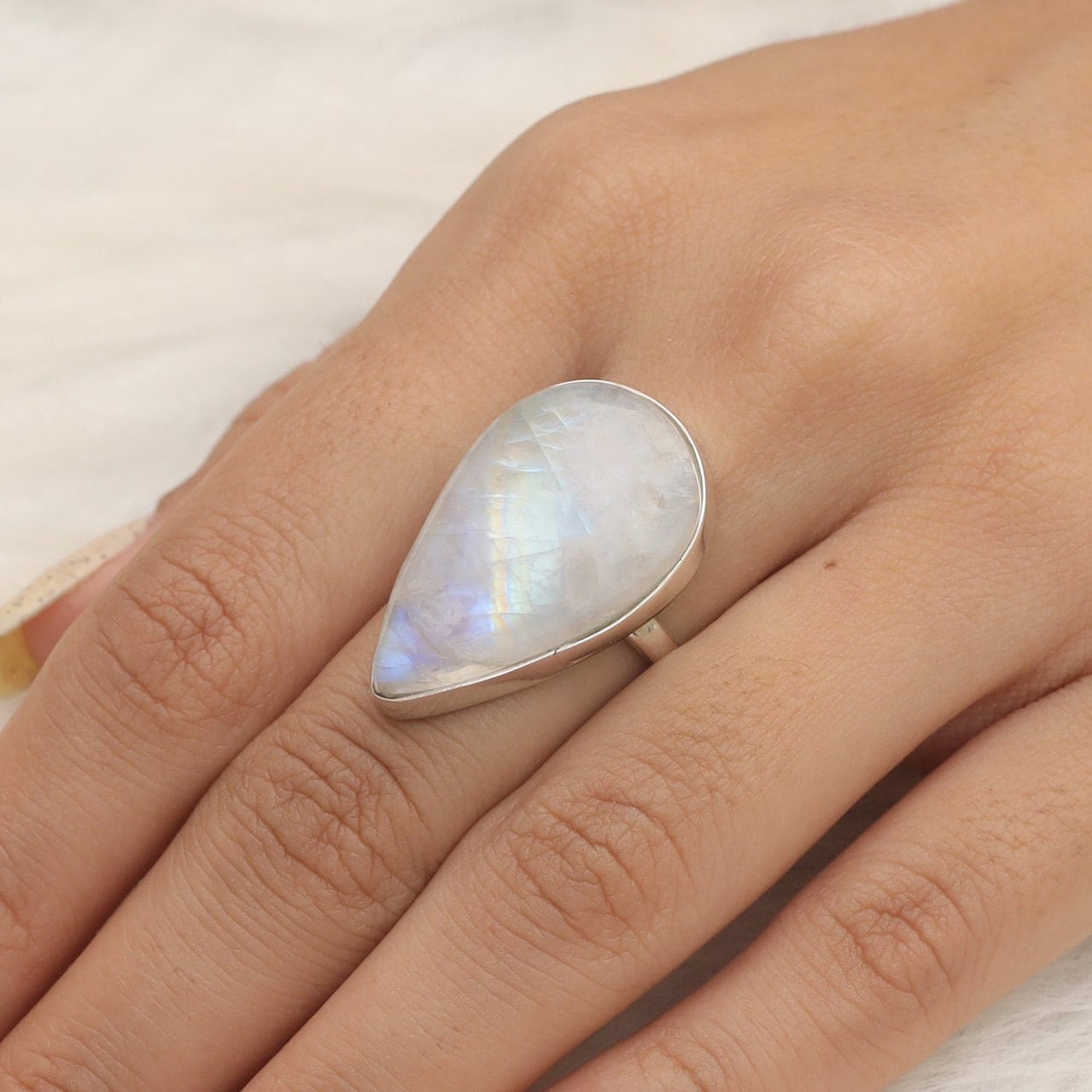 Rainbow Moonstone Ring, 925 Sterling Silver Ring, June Birthstone Ring, Handmade Silver Ring, Bohemian Jewelry, Elegant Ring, Gift For Her
