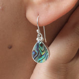 Abalone Shell Earrings, 925 Sterling Silver Earrings, Pear Gemstone Earrings, Elegant Jewelry, Dangle Drop Earrings, Wedding Gift For Her