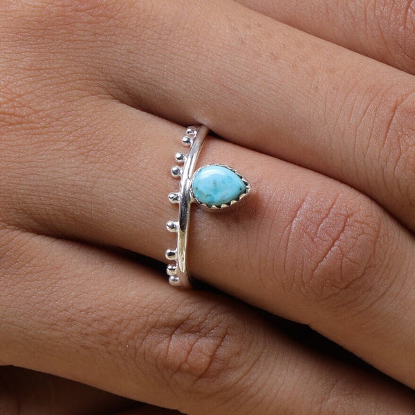 Turquoise Ring, 925 Sterling Silver Ring, December Birthstone Ring, Gemstone Ring, Crown Ring, Promise Ring, Engagement Ring, Ring for Women