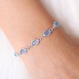 Aquamarine Bracelet, 925 Sterling Silver Bracelet, March Birthstone Bracelet, Gemstone Bracelet, Handmade Silver Jewelry, Women Bracelet