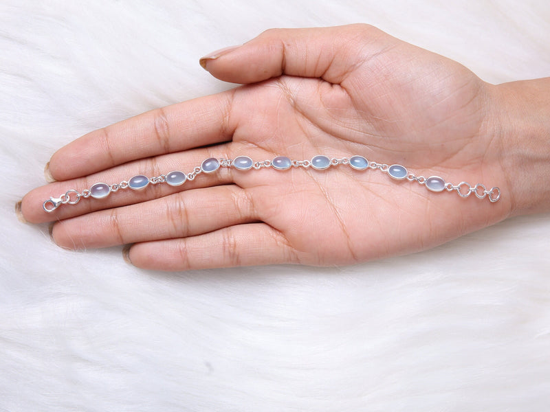 Aquamarine Bracelet, 925 Sterling Silver Bracelet, March Birthstone Bracelet, Gemstone Bracelet, Handmade Silver Jewelry, Women Bracelet