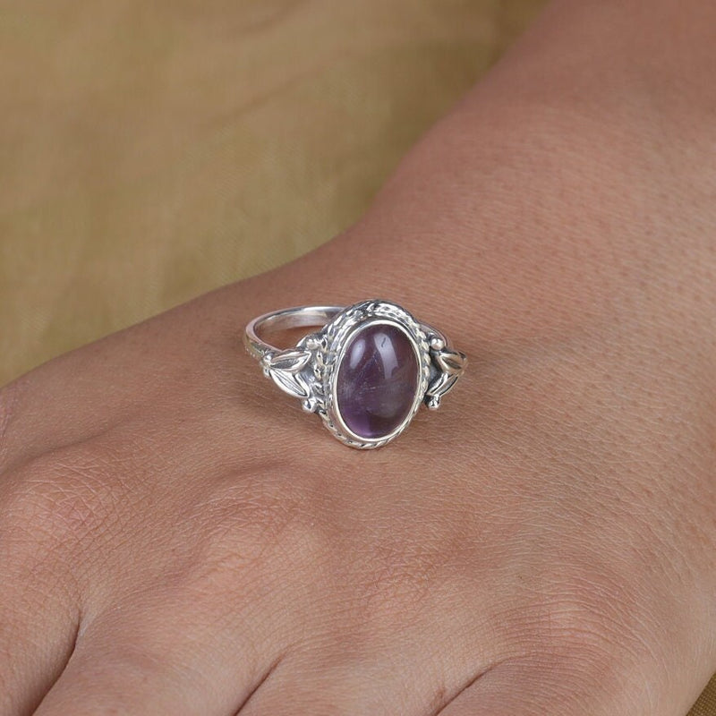 Amethyst Ring, 925 Sterling Silver Ring, Oval Shaped Ring, Gemstone Ring, February Birthstone, Engagement Jewellery, All Ring Size Available