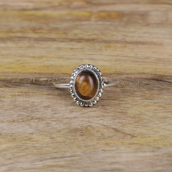 Tiger Eye Ring, 925 Sterling Silver Ring, Oval Gemstone Ring, Solitaire Ring, Bohemian Ring, Handmade Jewelry, Anniversary Gift for Her