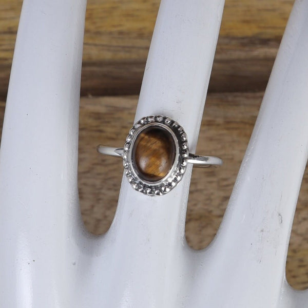 Tiger Eye Ring, 925 Sterling Silver Ring, Oval Gemstone Ring, Solitaire Ring, Bohemian Ring, Handmade Jewelry, Anniversary Gift for Her
