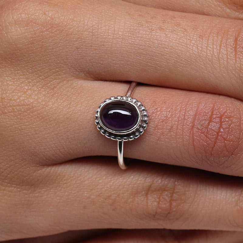 Amethyst Ring, 925 Solid Sterling Silver Ring, Oval Shaped Ring, February Birthstone, Gemstone Ring, Women Silver Jewelry, Handmade Ring