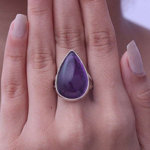 Amethyst Ring, 925 Sterling Silver Ring, Statement Ring, Gemstone Ring, Women Silver Ring, Handmade Jewelry, Wedding Gift for Her
