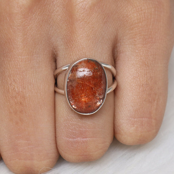 Sunstone Ring, 925 Sterling Silver Ring, Oval Shaped Ring, Handmade Jewellery, Ring For Women, Boho Silver Ring, Hippie Ring, Gift For Her