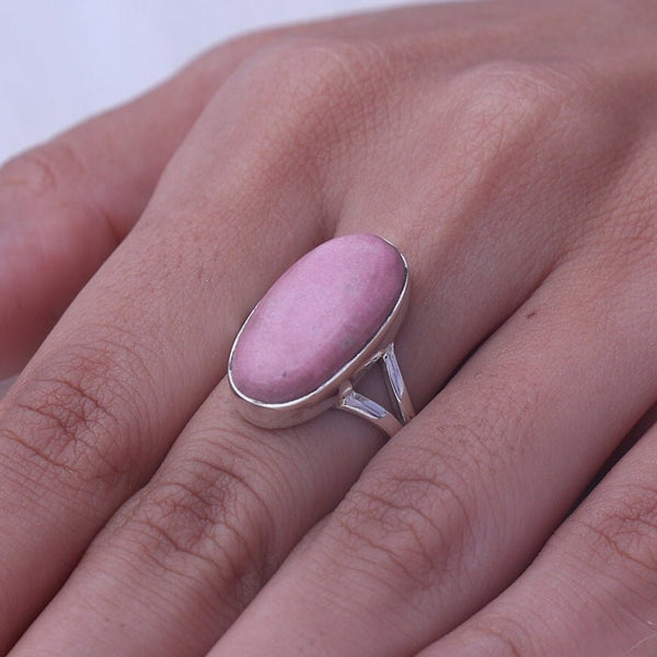 Thulite Ring, 925 Sterling Silver Ring, Oval Shaped Ring, Cabochon Jewellery, Handmade Ring, Split Band Ring, All Ring Size Available