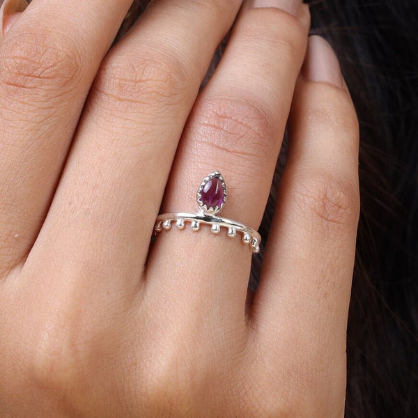 Amethyst Ring, 925 Sterling Silver Ring, Crown Ring, Boho Ring, Promise Ring, Engagement Ring, Crown Ring, Women Ring, February Birthstone
