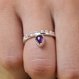 Amethyst Ring, 925 Sterling Silver Ring, Crown Ring, Boho Ring, Promise Ring, Engagement Ring, Crown Ring, Women Ring, February Birthstone