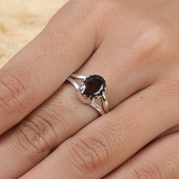 Smoky Topaz Ring, Gemstone Ring, 925 Silver Ring, Oval Shaped Stone Ring, Promise Ring, Engagement Ring, November Birthstone, Promise Ring,