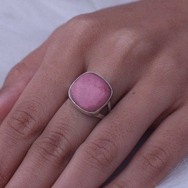 Thulite Ring, 925 Solid Sterling Silver Ring, Cushion Shaped Ring, Halloween Jewellery, Handmade Ring, Gemstone Ring, Wedding Gift
