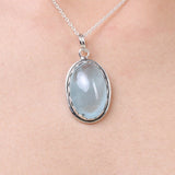 Aquamarine Pendant, 925 Sterling Silver Pendant, Oval Gemstone Pendant, Crystal Pendant, Handmade Jewelry, Pendant for Women, Gift for Her
