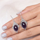 Amethyst Earrings, 925 Sterling Silver Earrings, Dangle Drop Earrings, February Birthstone Earrings, Gemstone Silver Jewelry, Gift for Her