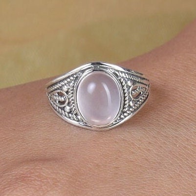 Rose Quartz Ring, 925 Sterling Silver Ring, January Birthstone Ring, Pink Gemstone Ring, Engagement Ring, Boho Ring, Handmade Silver Jewelry