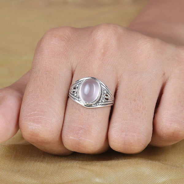 Rose Quartz Ring, 925 Sterling Silver Ring, January Birthstone Ring, Pink Gemstone Ring, Engagement Ring, Boho Ring, Handmade Silver Jewelry