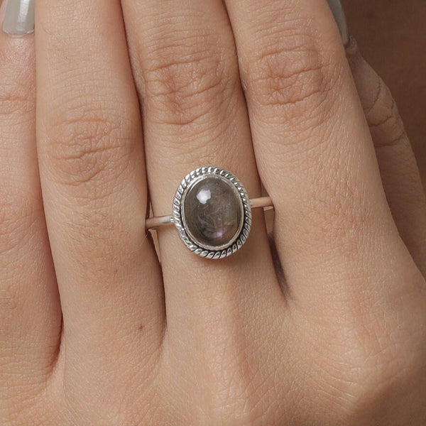Purple Labradorite Ring, 925 Sterling Silver Ring, Simple Band Ring, Hippie Ring, Boho Ring, Halloween Jewelry, Elegant Ring, Gift for Her
