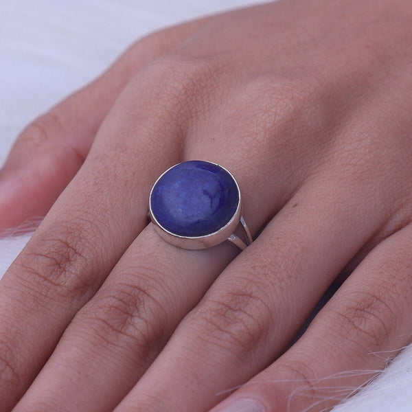 Lapis Lazuli Ring, 925 Solid Sterling Silver Ring, September Birthstone Ring, Handmade Ring Gemstone Jewelry, Women Ring, Anniversary Gift