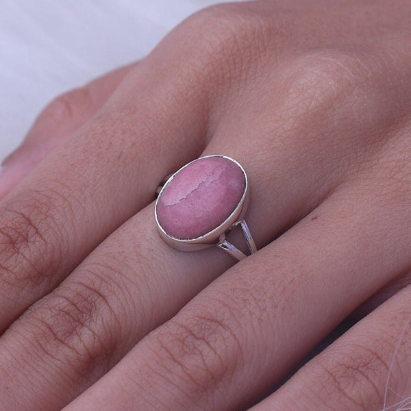 Thulite Ring, 925 Sterling Silver Ring, Oval Shaped Ring, Cabochon Jewellery, Handmade Ring, Split Band Ring, All Ring Size Available