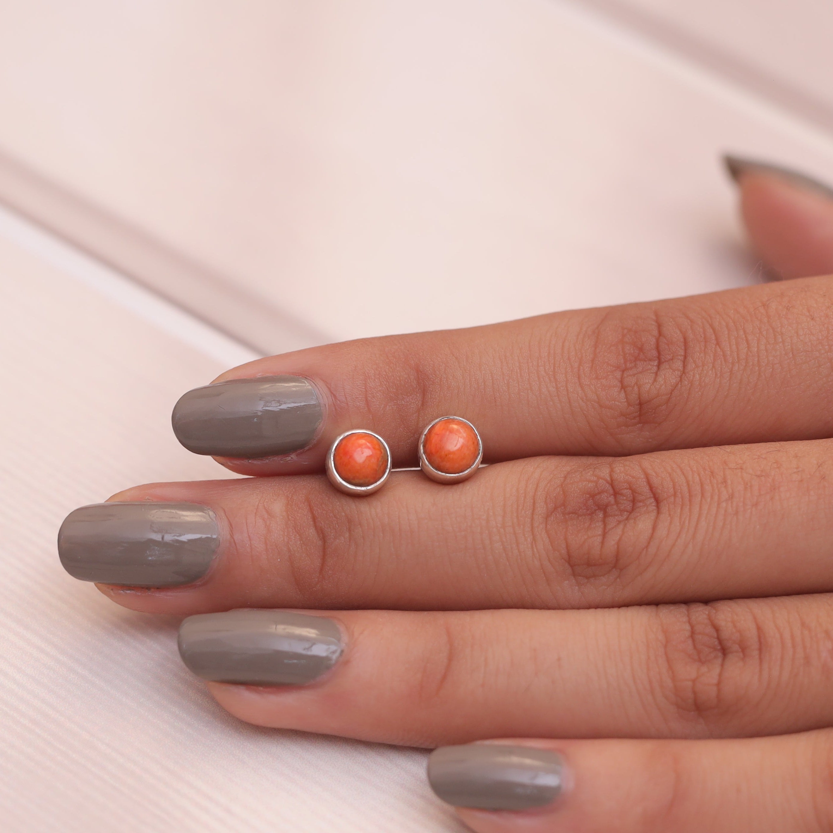 Sponge Coral Sterling Silver Stud Earrings