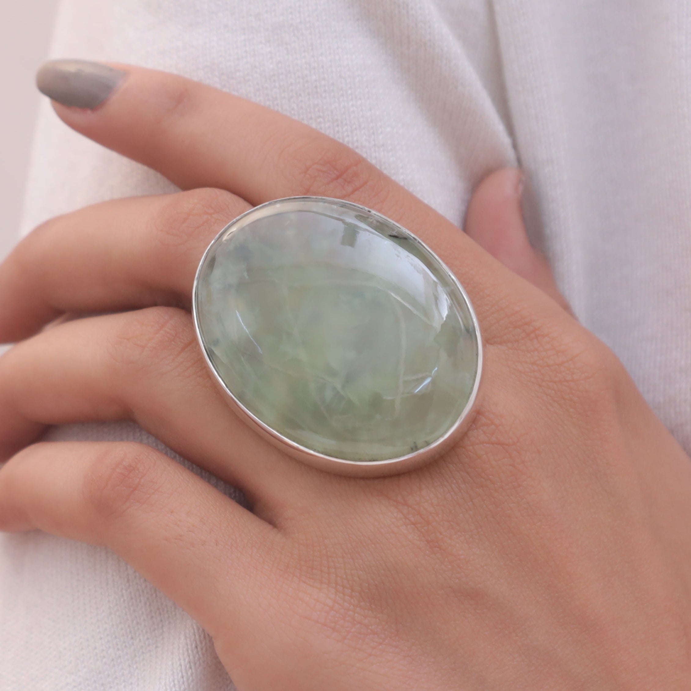 Prehnite Sterling Silver Ring