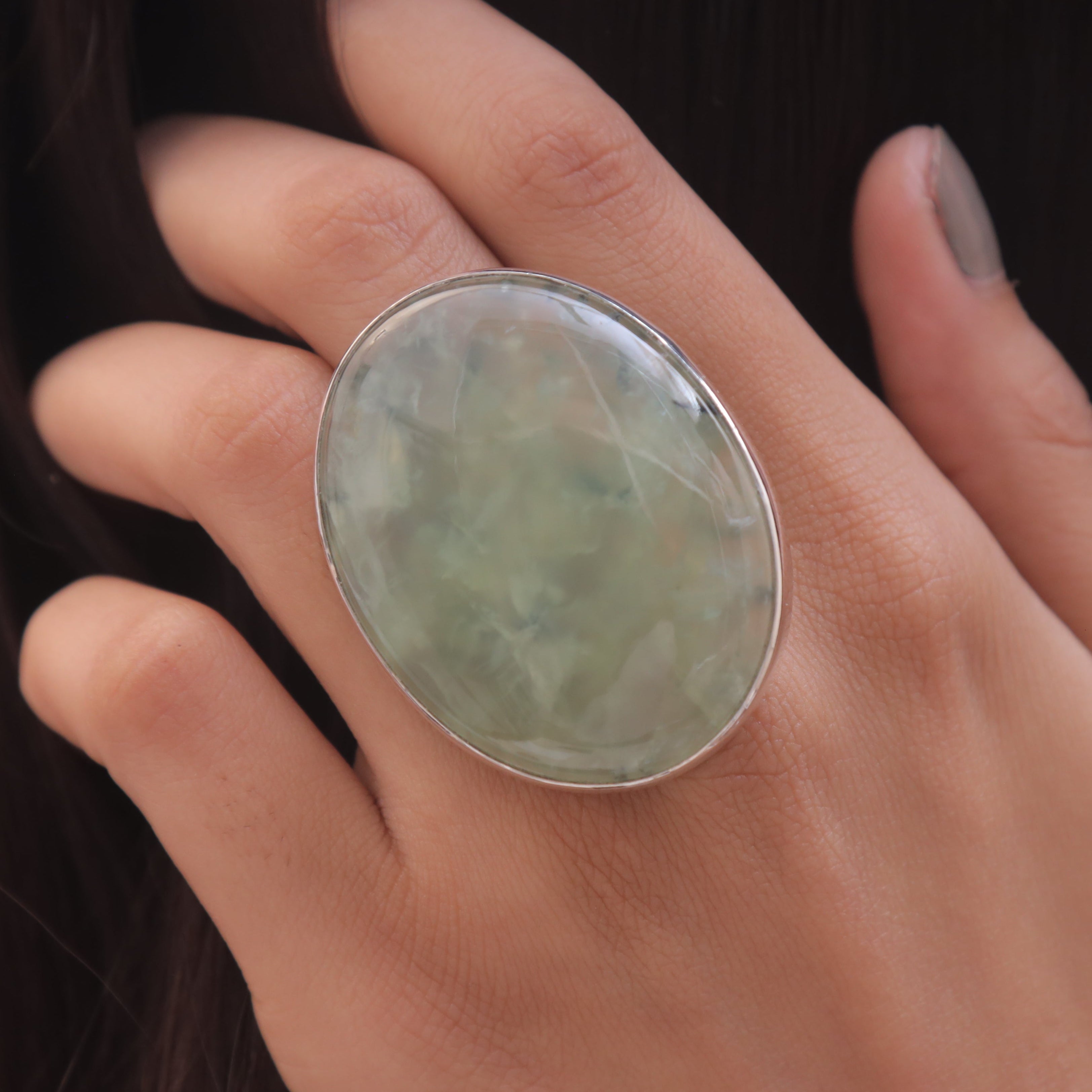 Prehnite Sterling Silver Ring