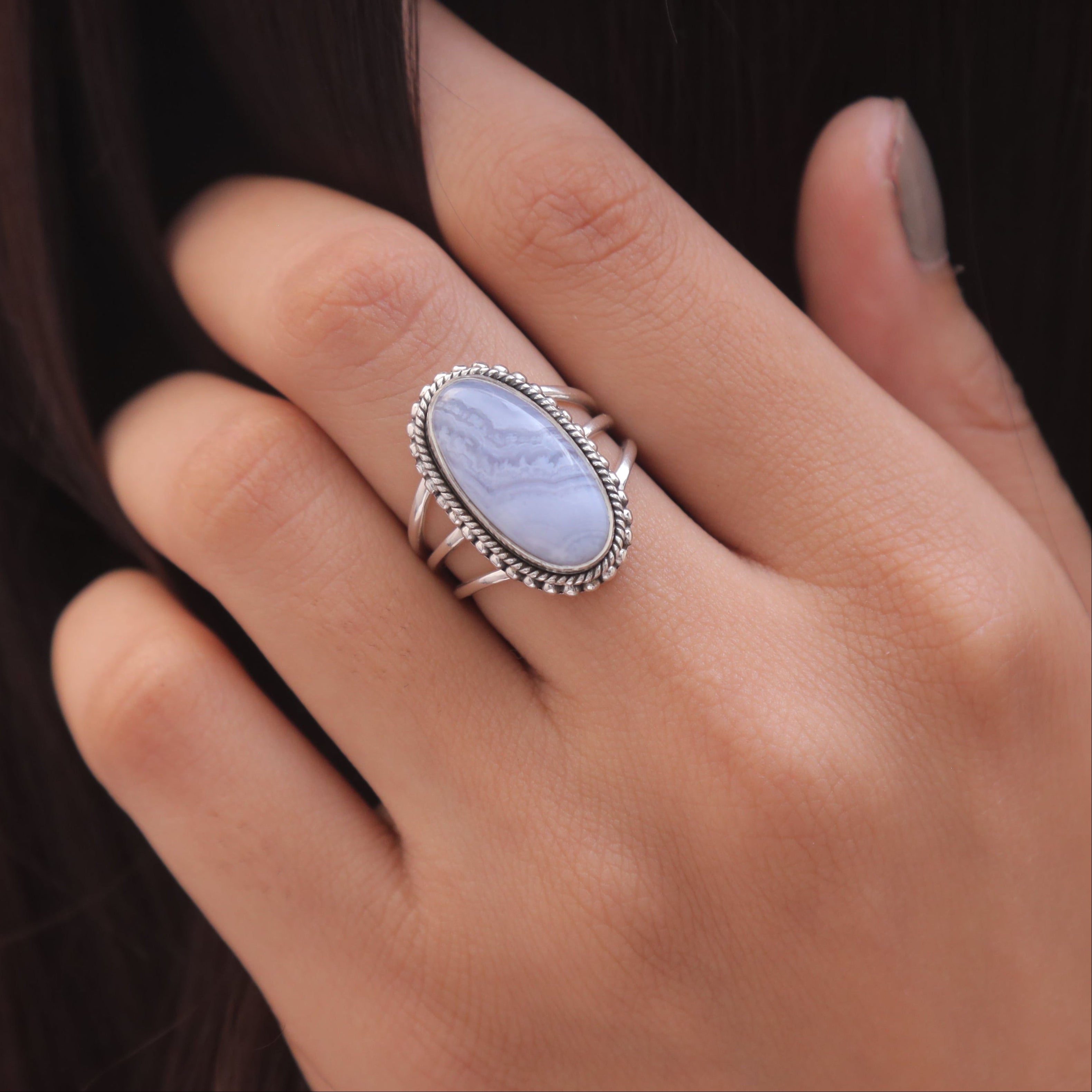 Blue Lace Agate Sterling Silver Ring