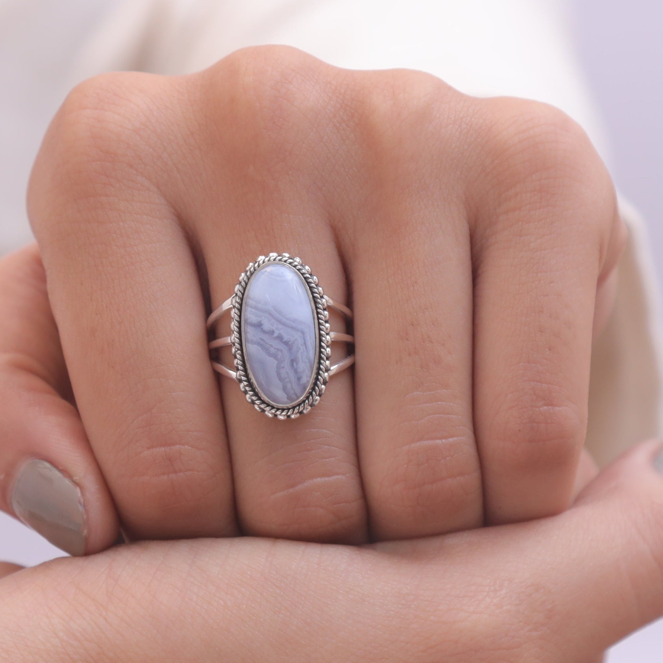 Blue Lace Agate Sterling Silver Ring