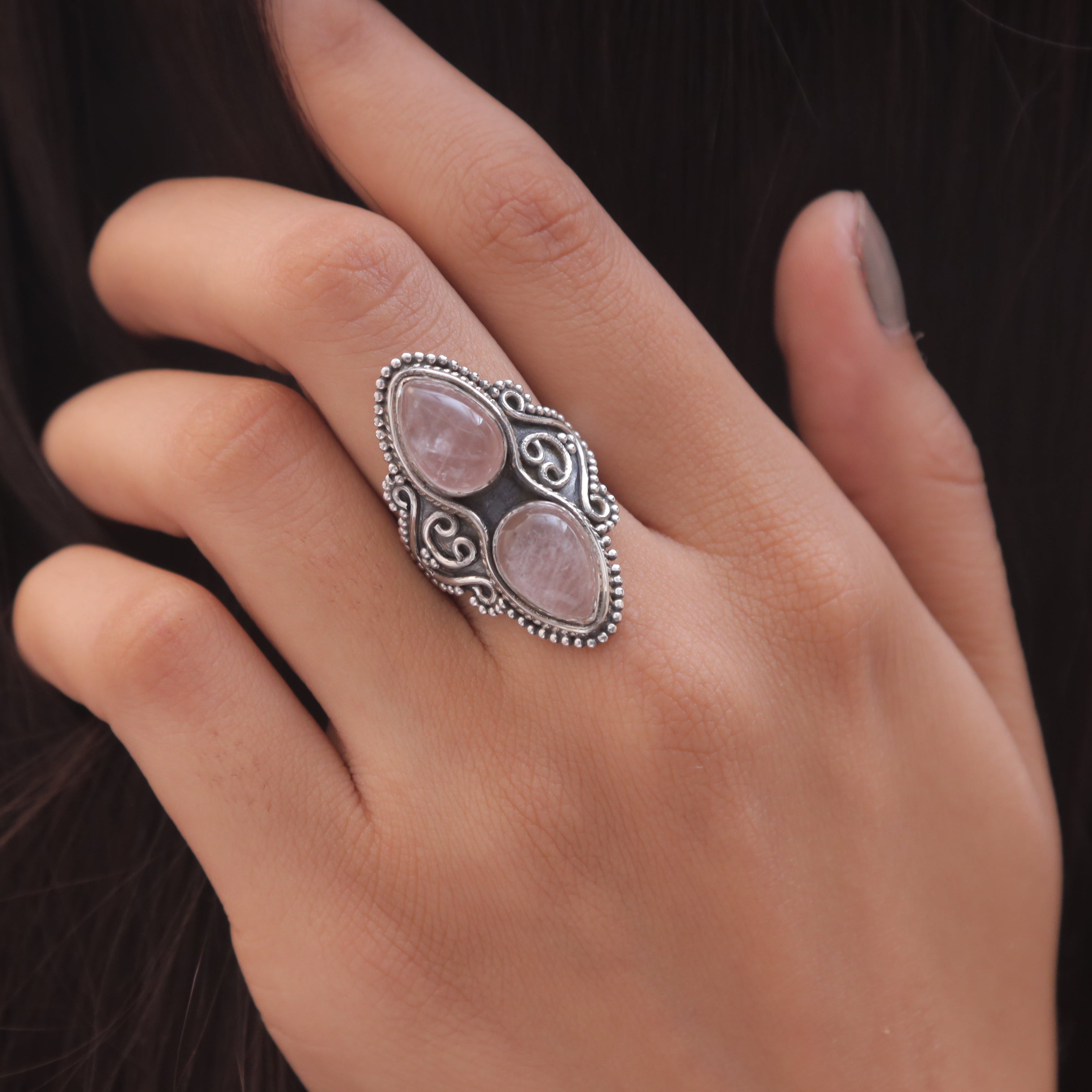 Rose Quartz Sterling Silver Ring