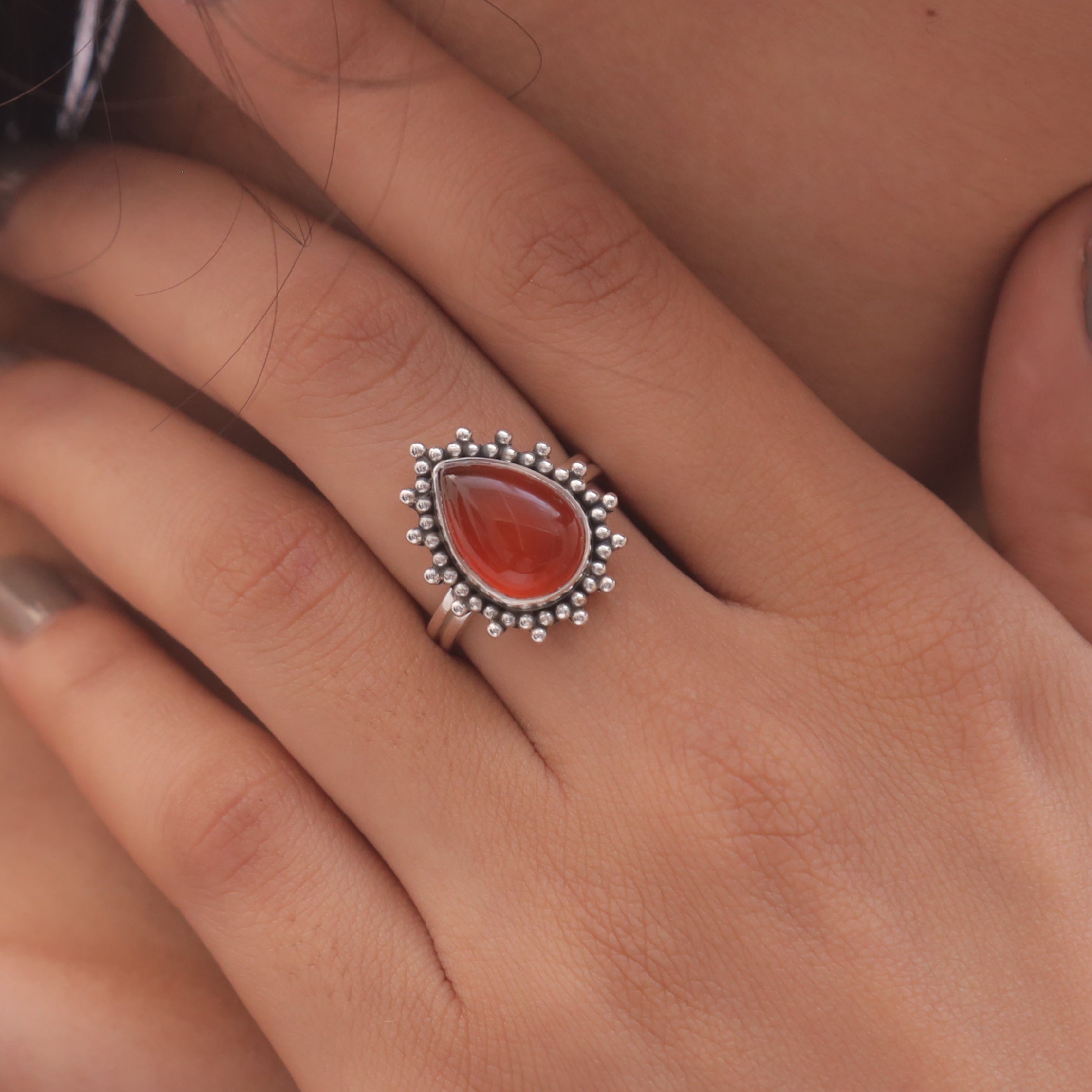 Carnelian Sterling Silver Ring