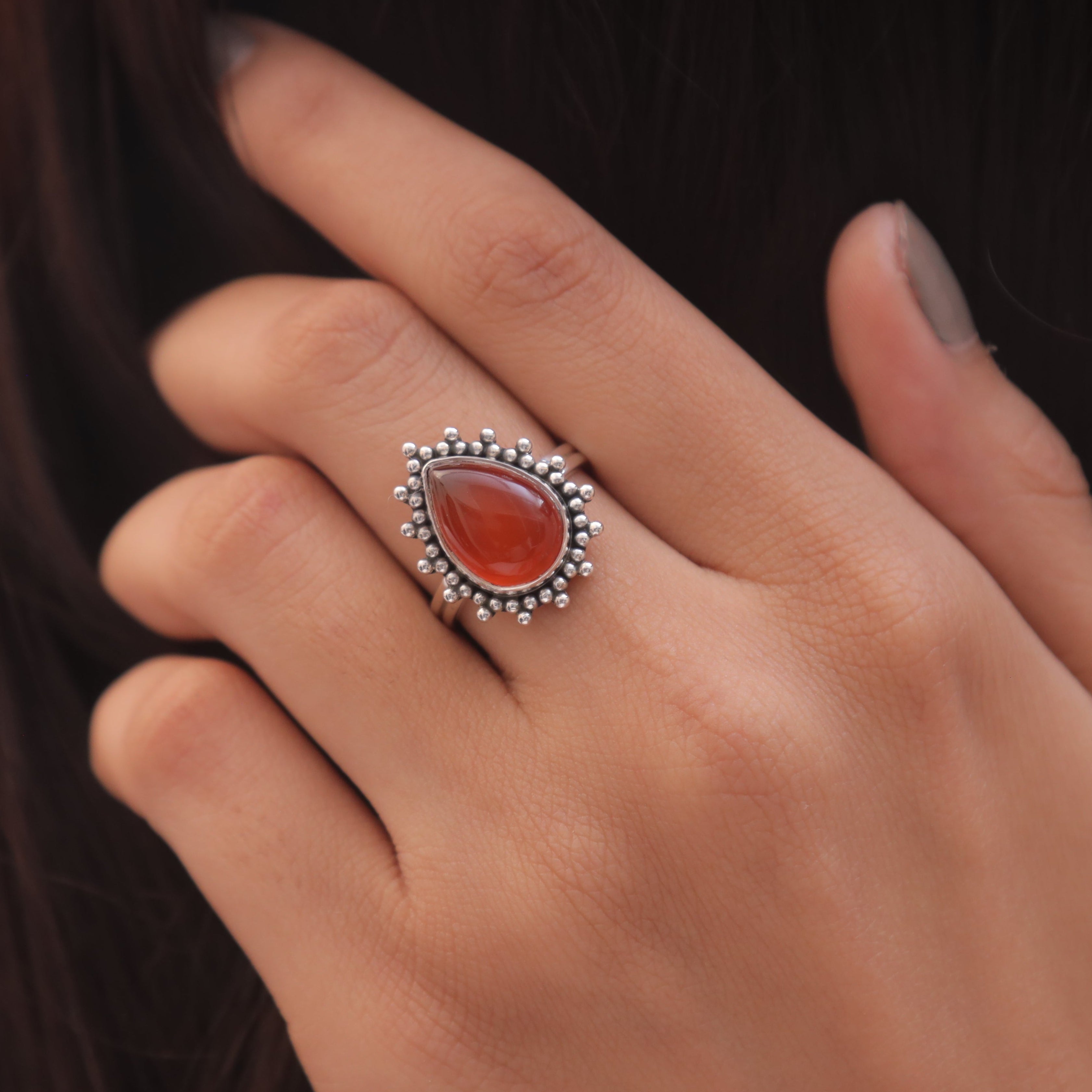 Carnelian Sterling Silver Ring