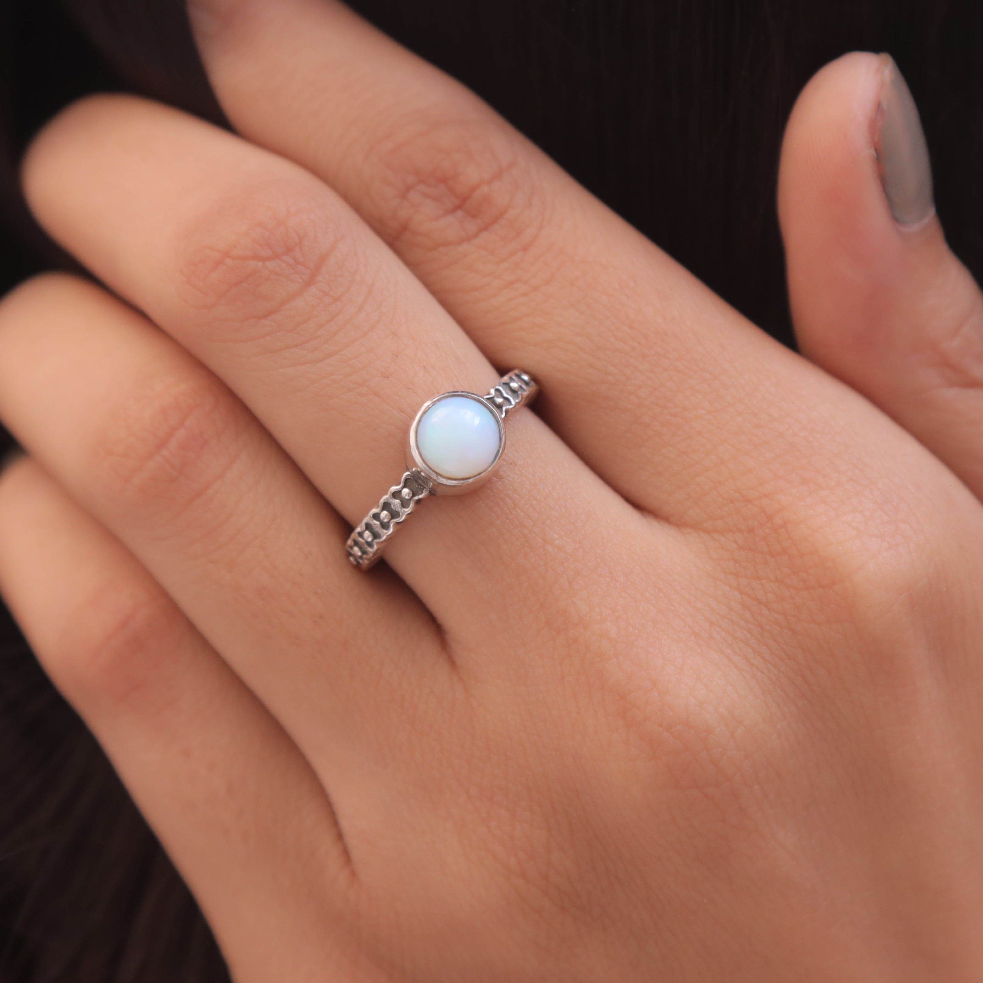 Ethiopian Opal Sterling Silver Ring