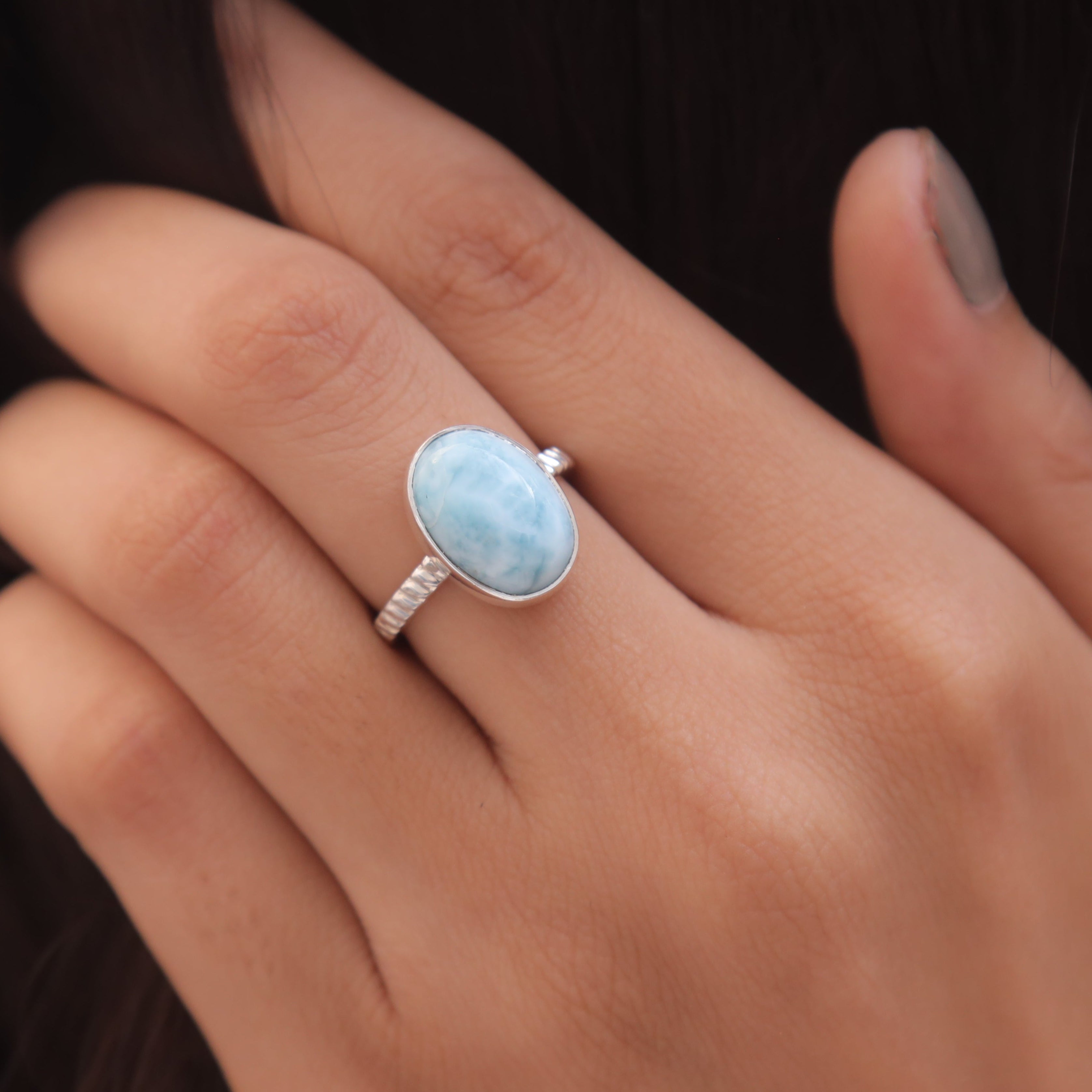 Larimar Sterling Silver Ring