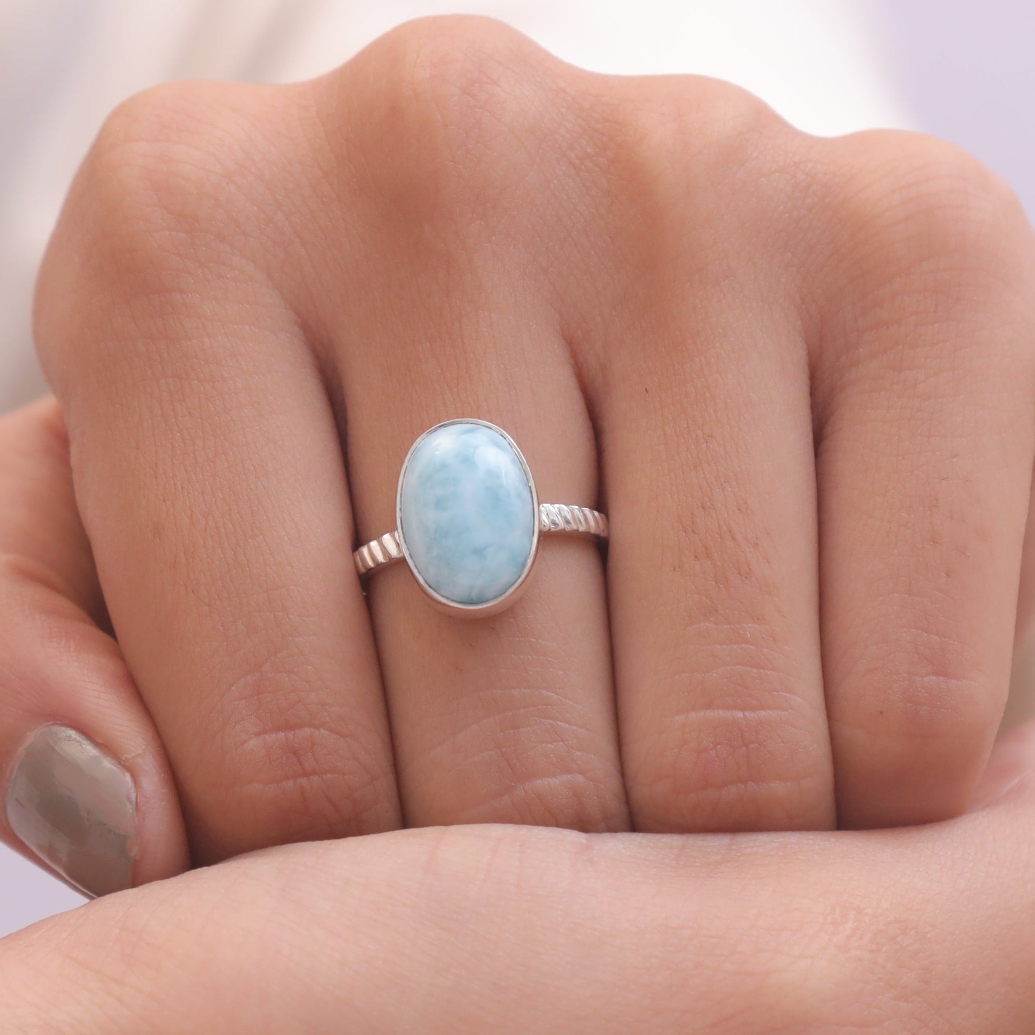 Larimar Sterling Silver Ring