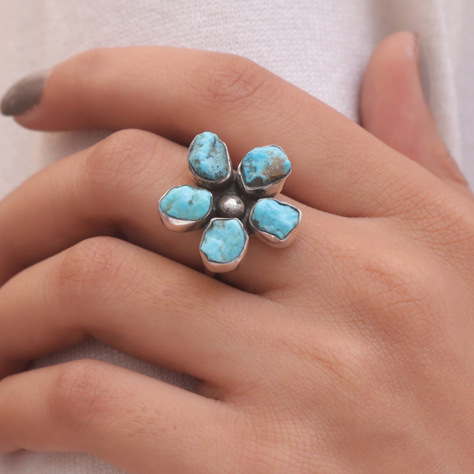 Raw Arizona Turquoise Sterling Silver Ring