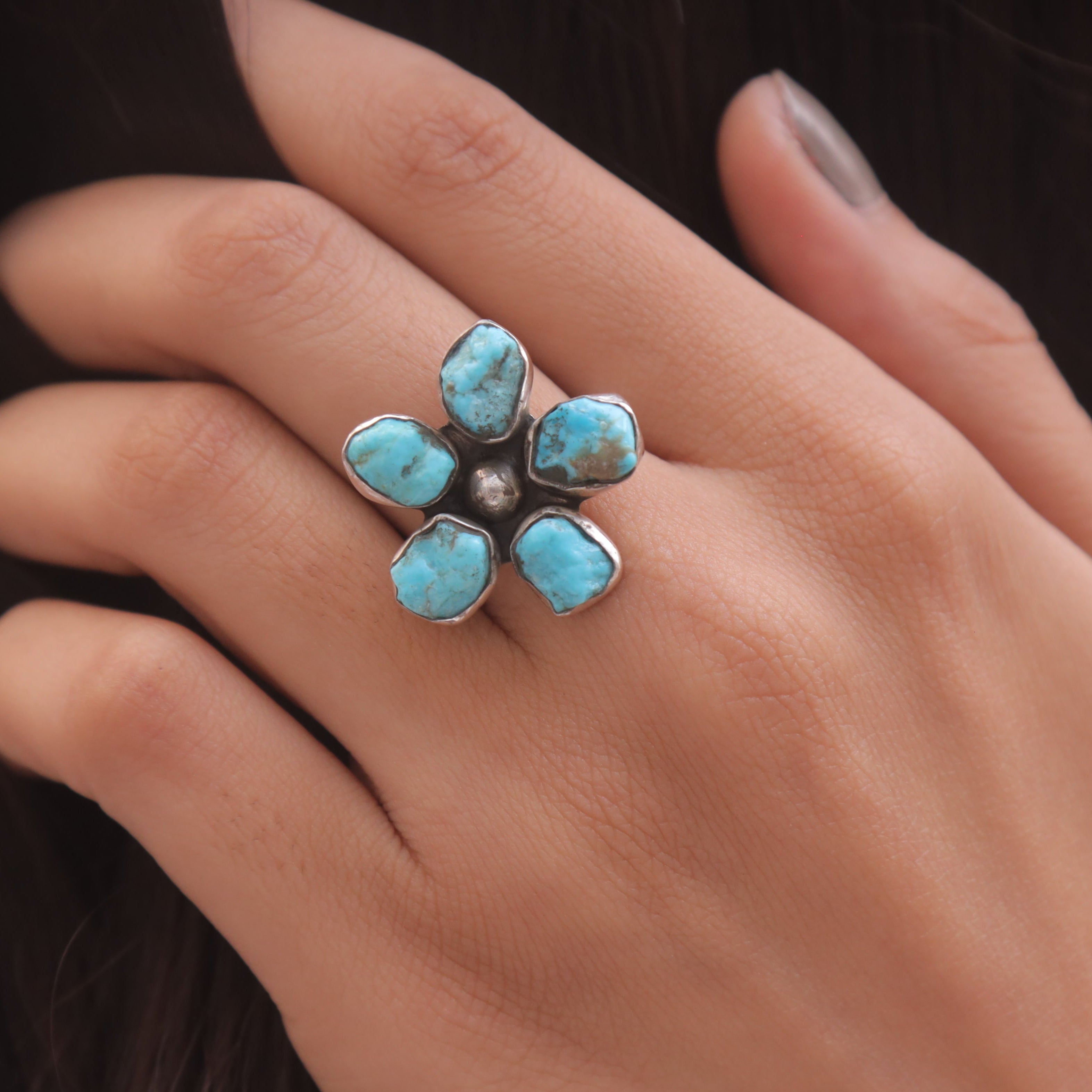 Raw Arizona Turquoise Sterling Silver Ring