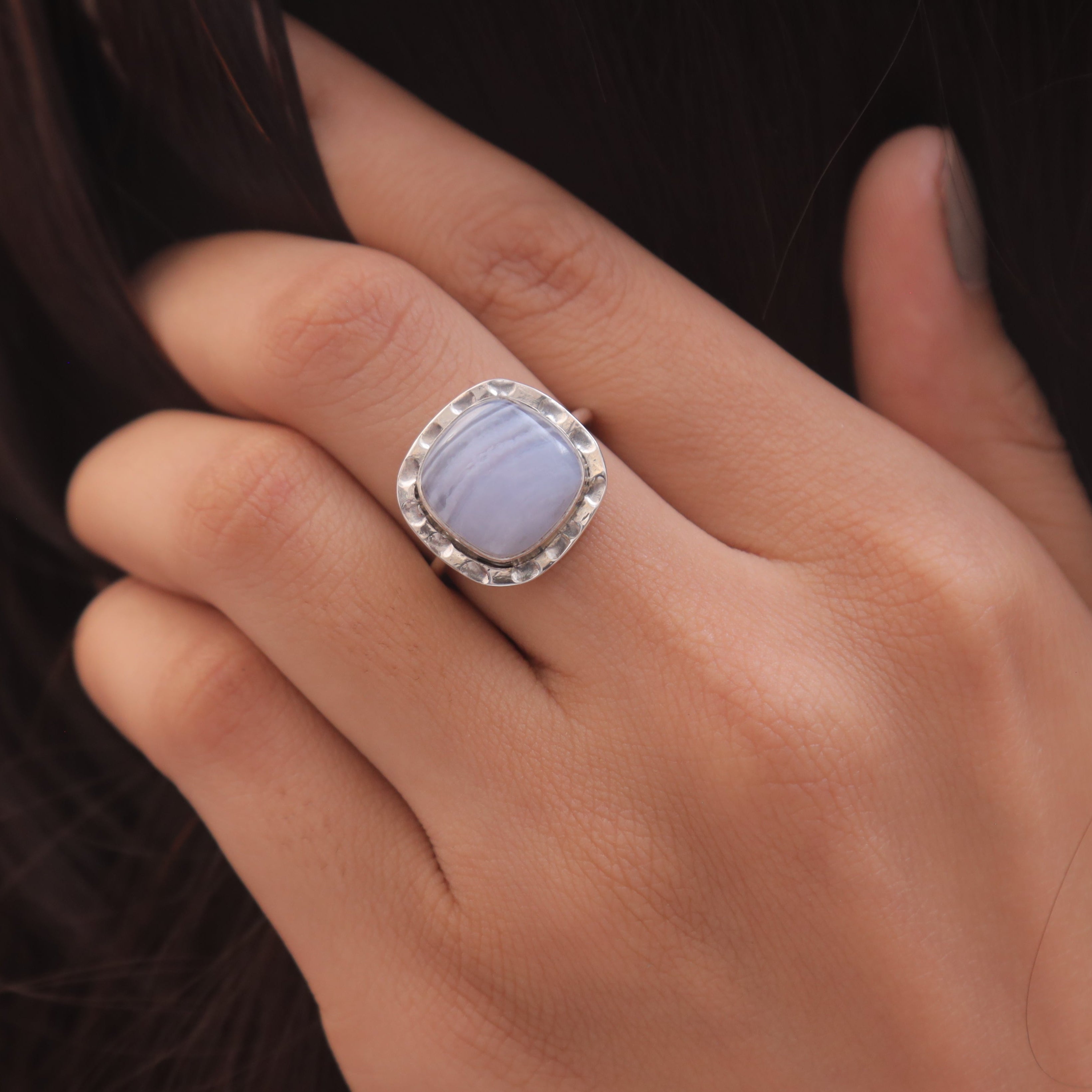 Blue Lace Agate Sterling Silver Ring