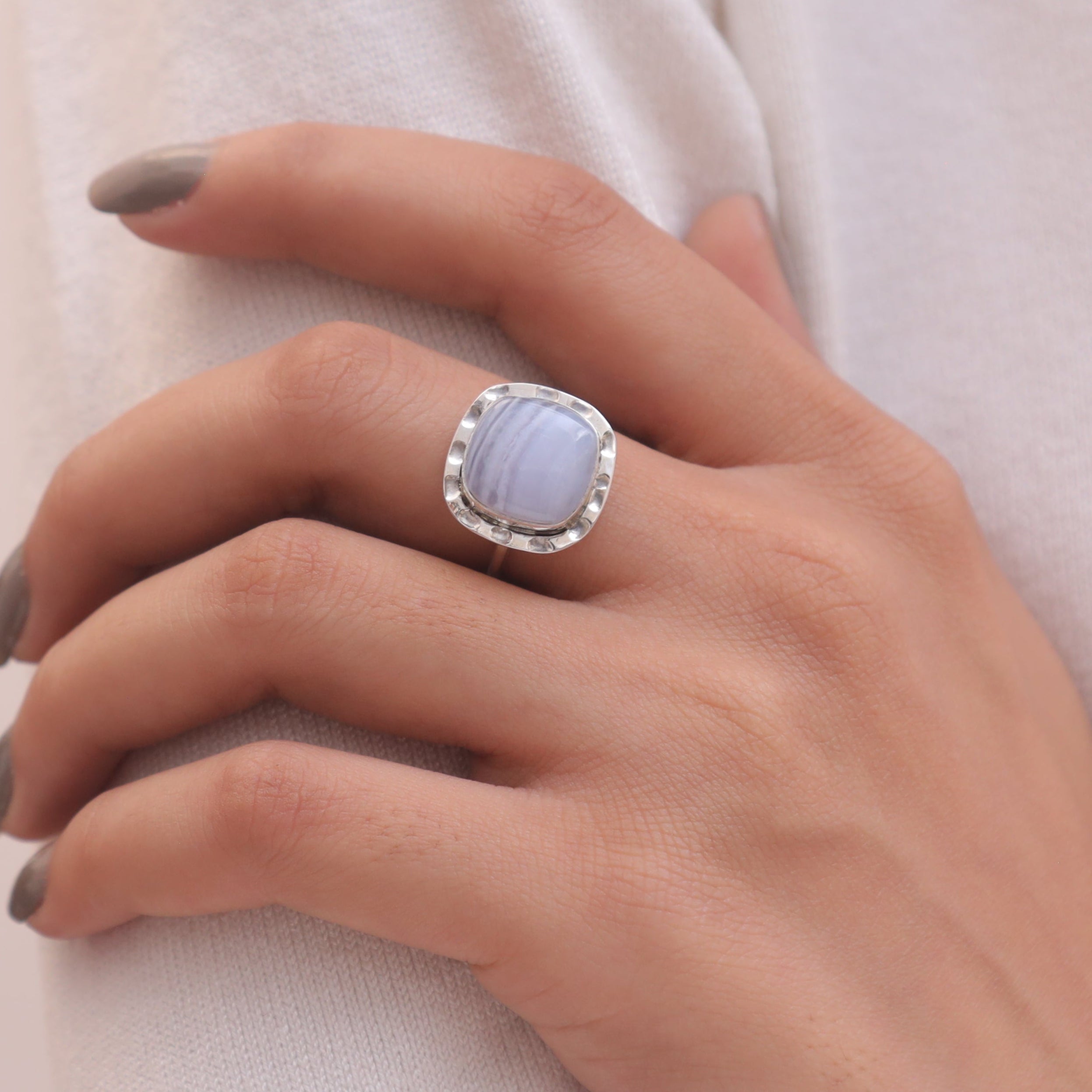 Blue Lace Agate Sterling Silver Ring