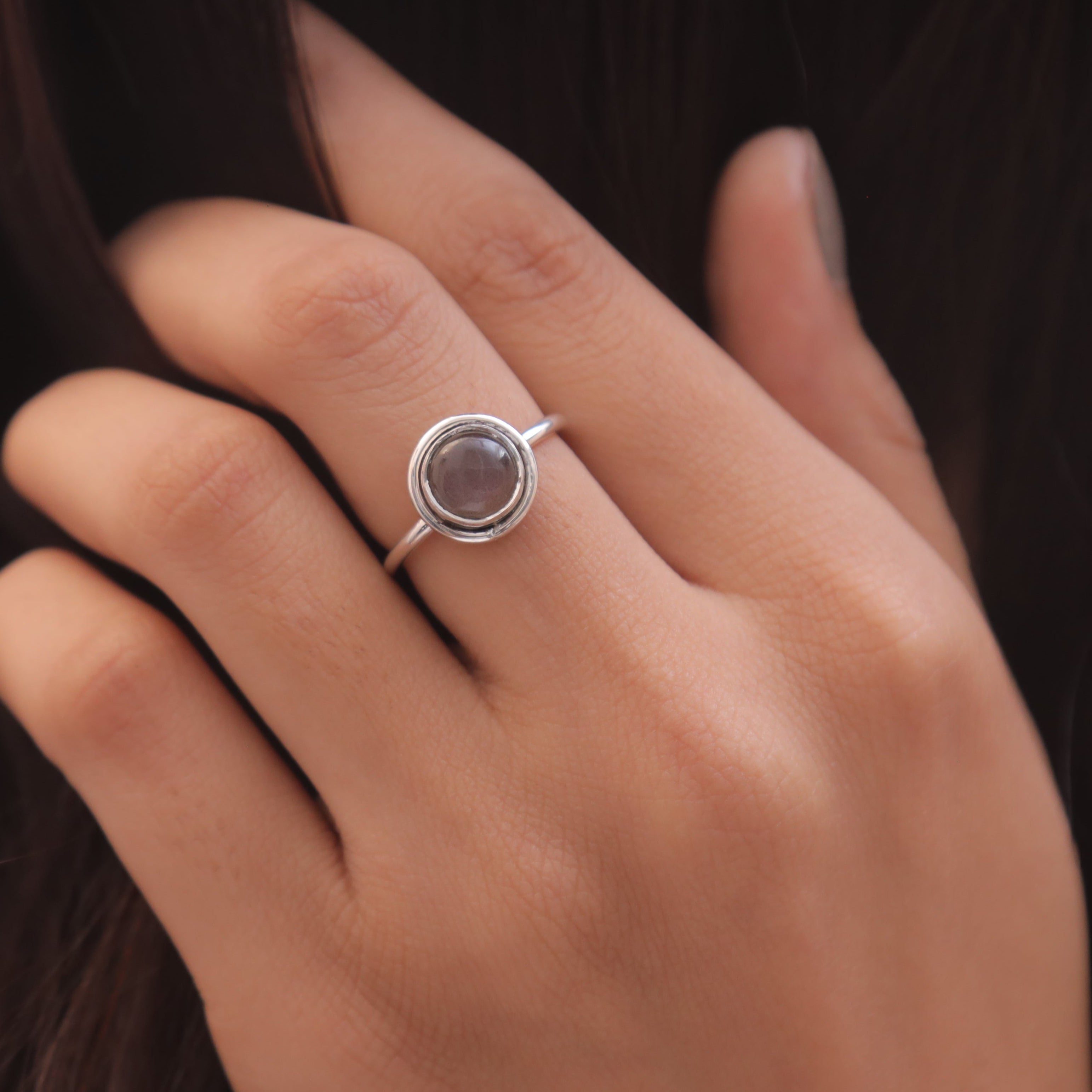 Purple Labradorite Sterling Silver Ring