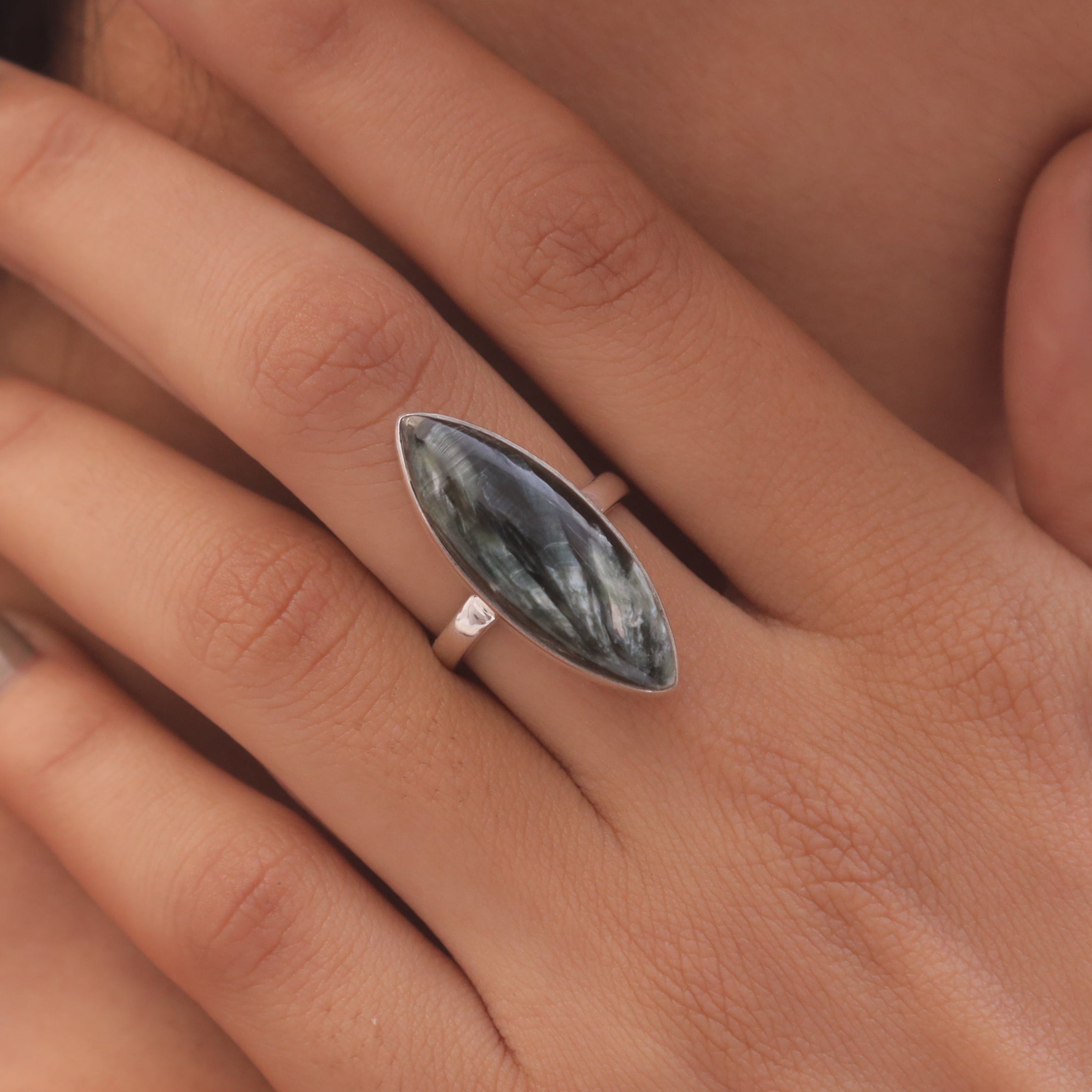 Seraphinite Sterling Silver Ring