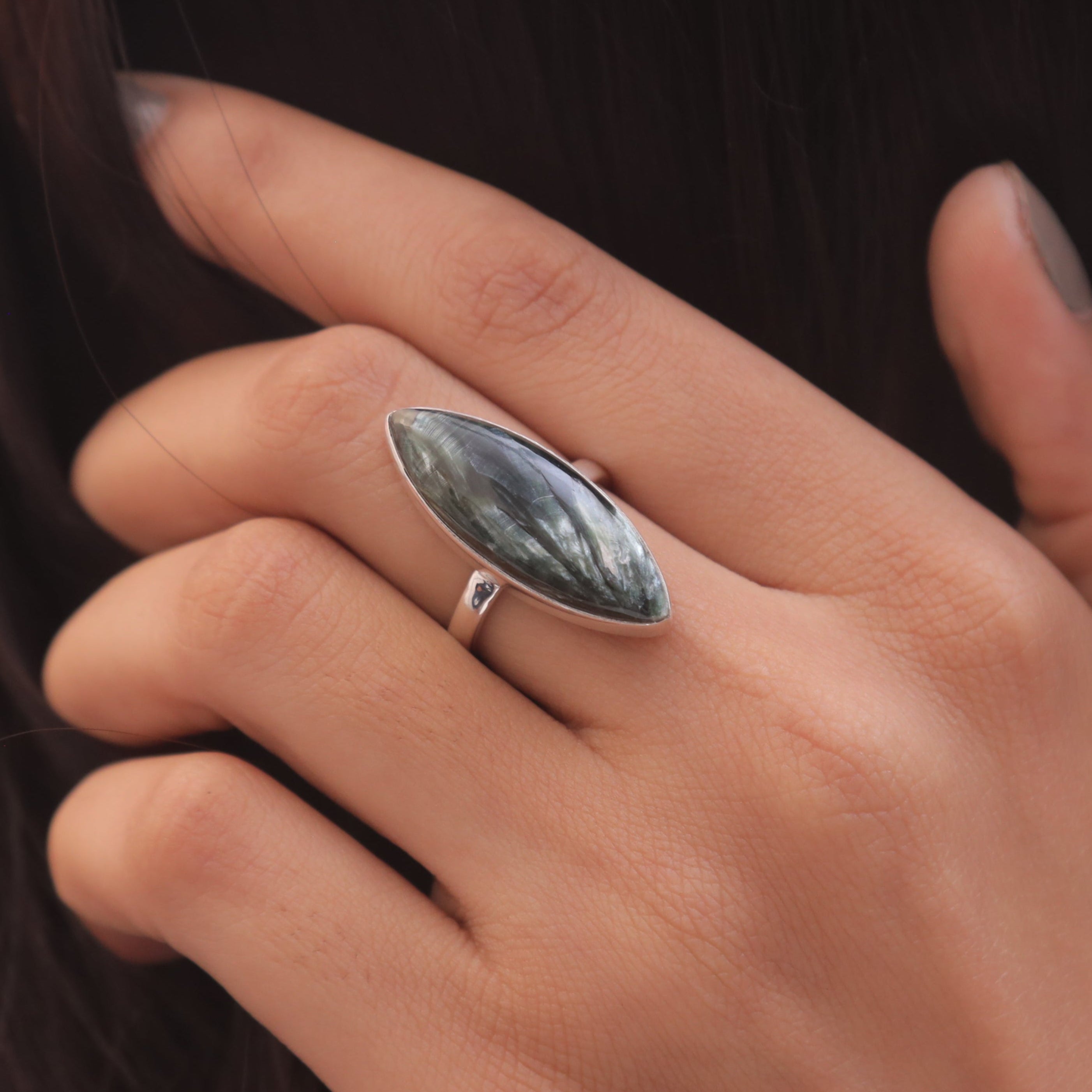 Seraphinite Sterling Silver Ring