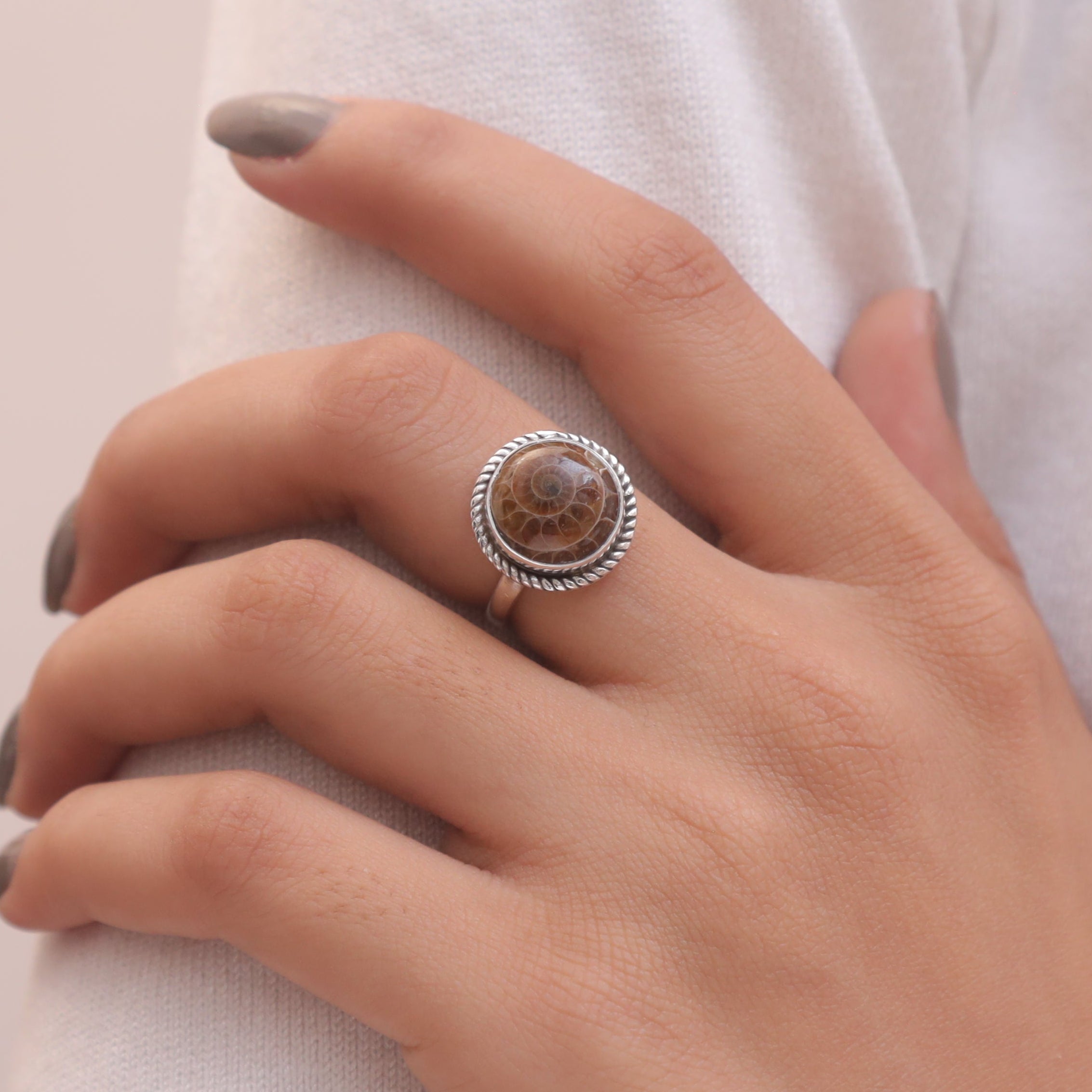 Ammonite Sterling Silver Ring