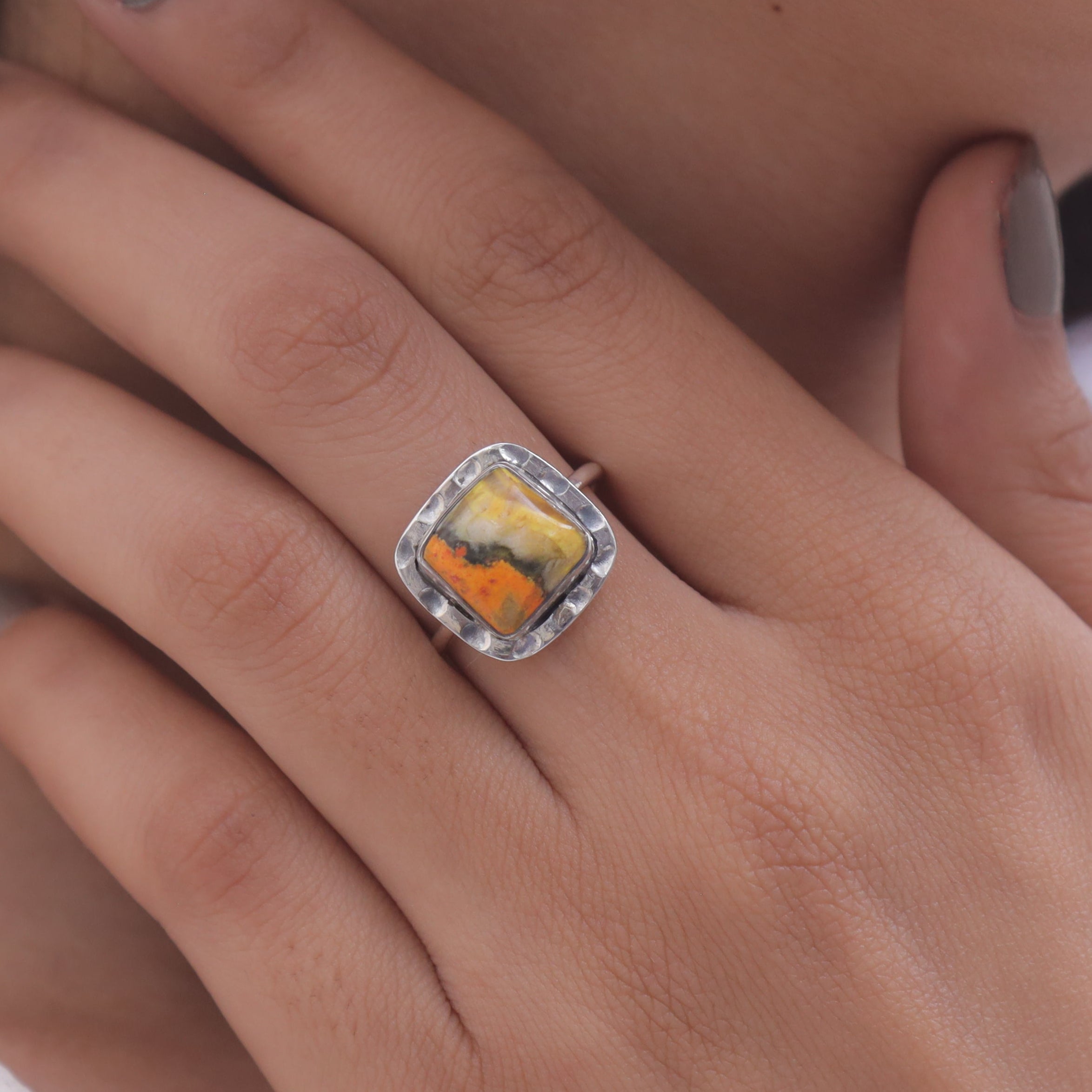 Bumblebee Jasper Sterling Silver Ring