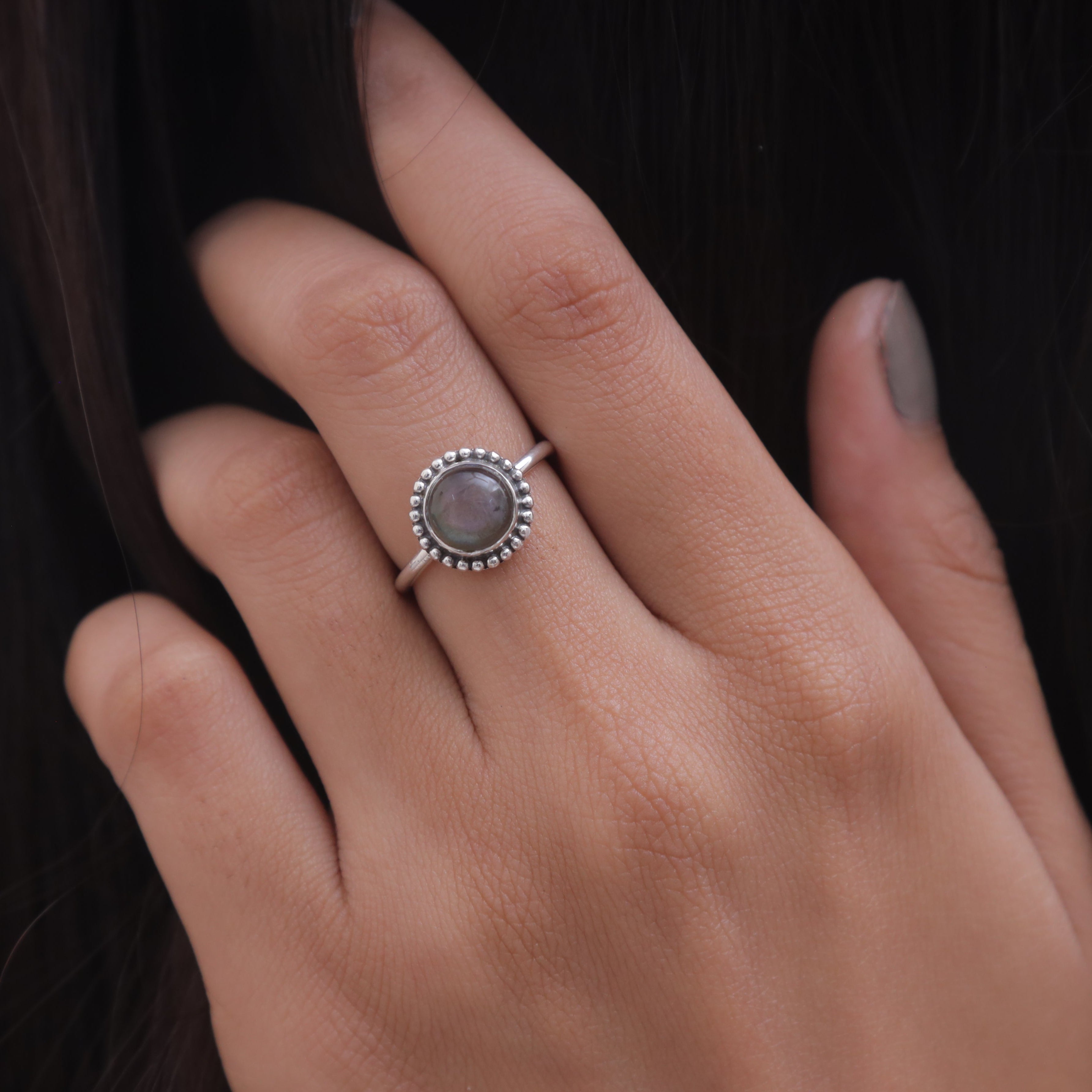 Purple Labradorite Sterling Silver Ring