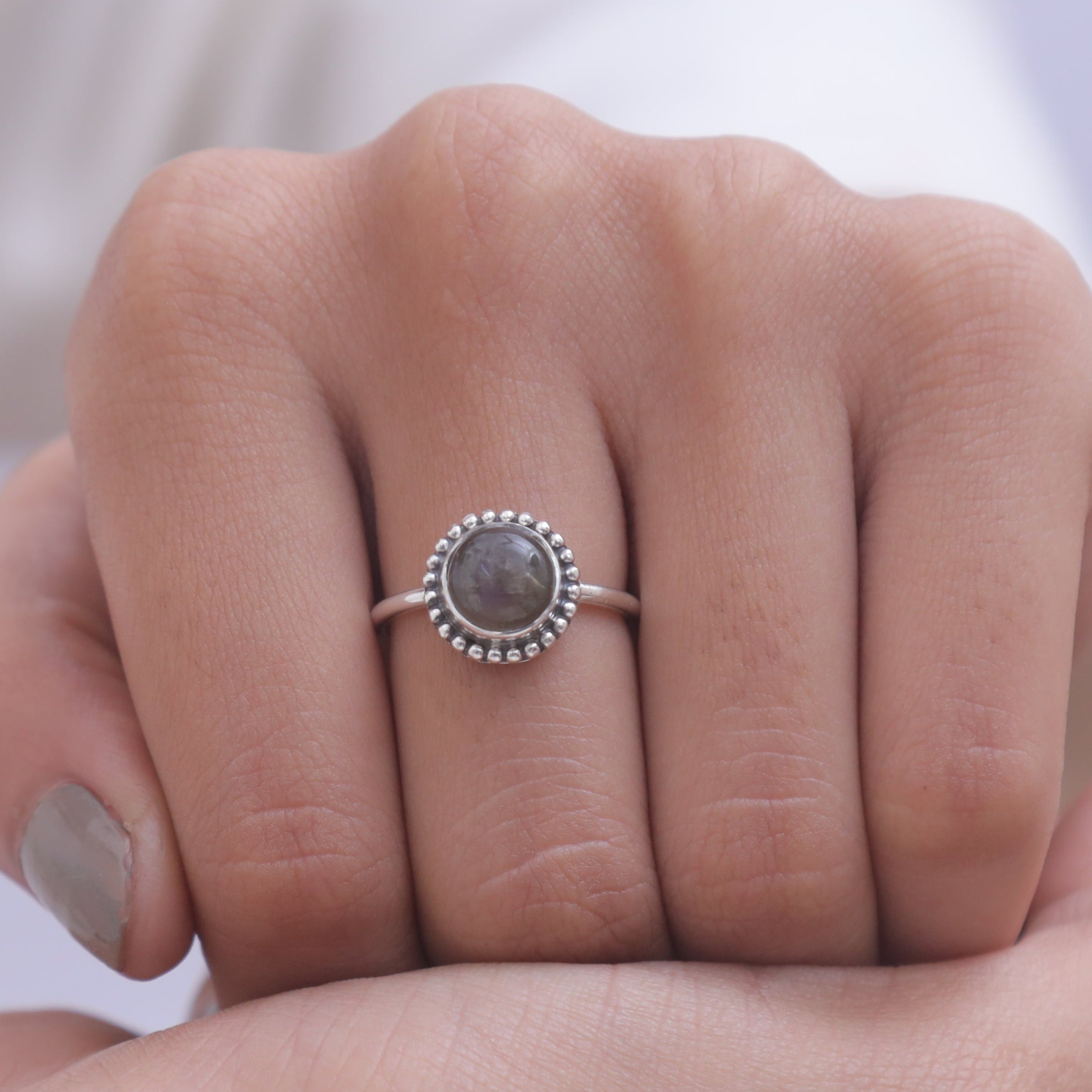 Purple Labradorite Sterling Silver Ring