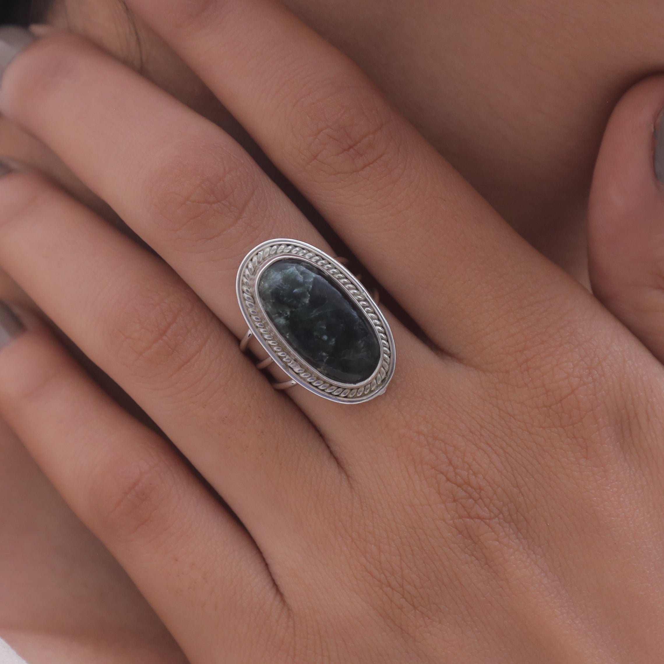 Seraphinite Sterling Silver Ring