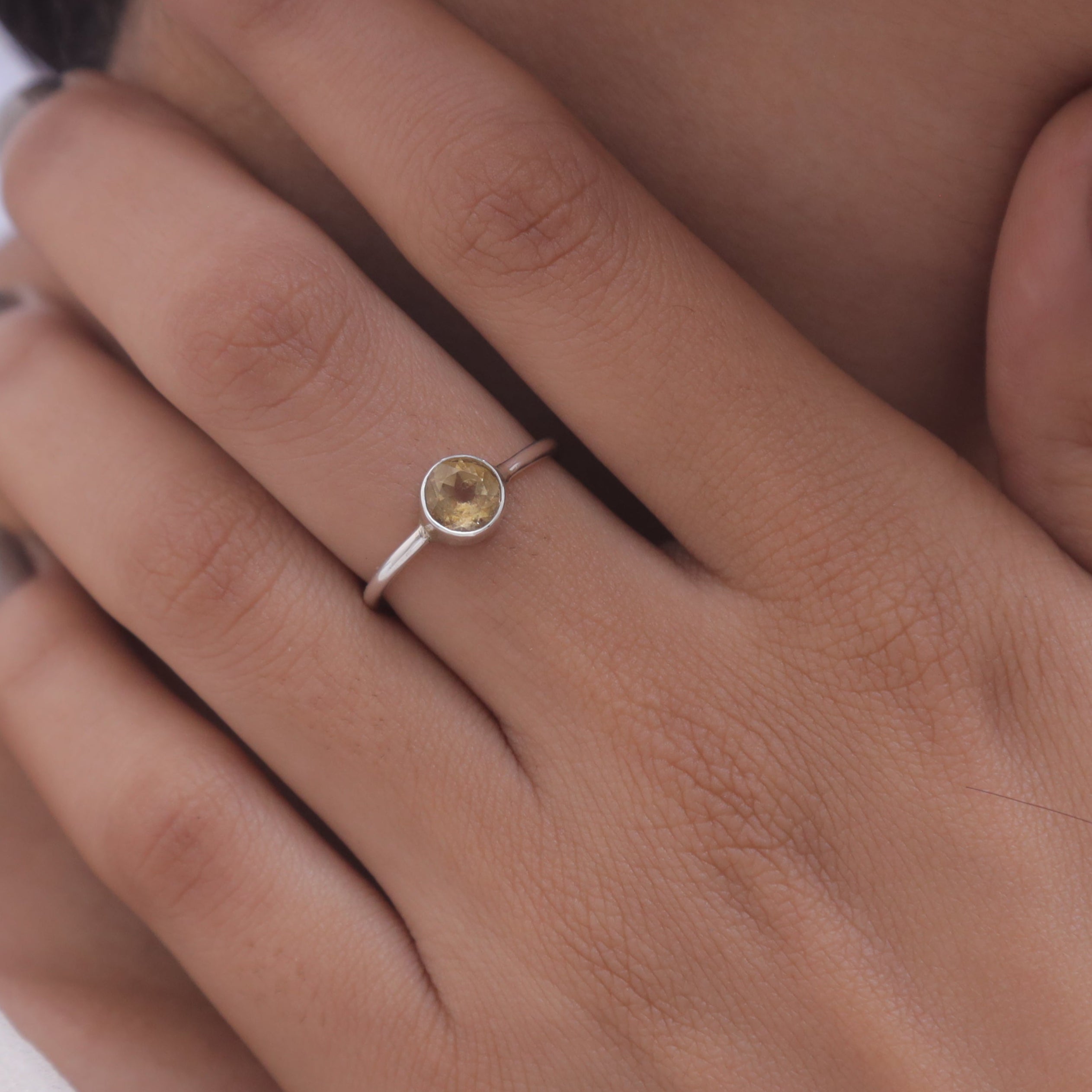 Cut Citrine Sterling Silver Ring