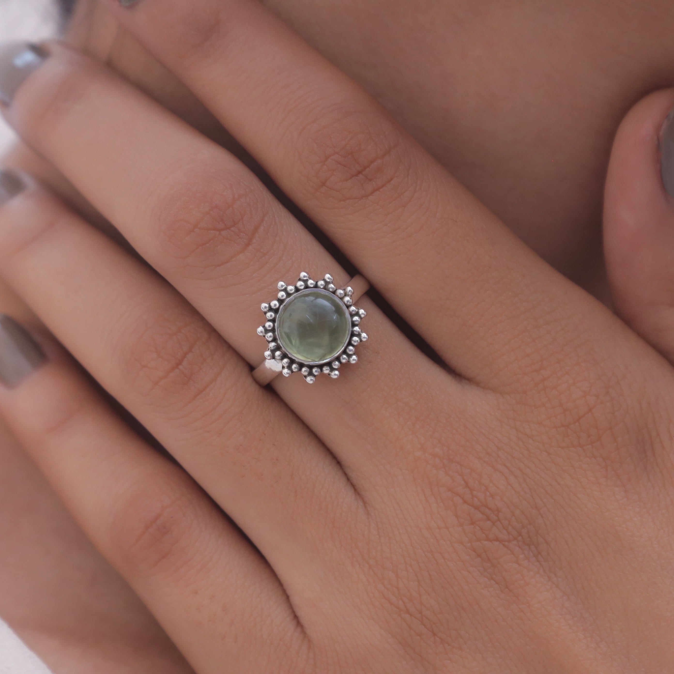 Prehnite Sterling Silver Ring