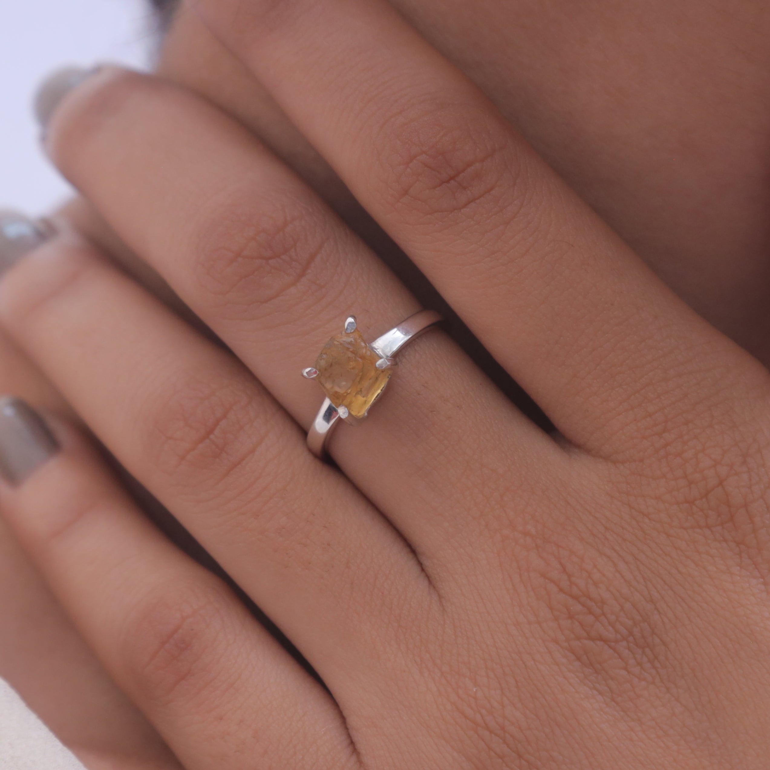 Raw Citrine Sterling Silver Ring