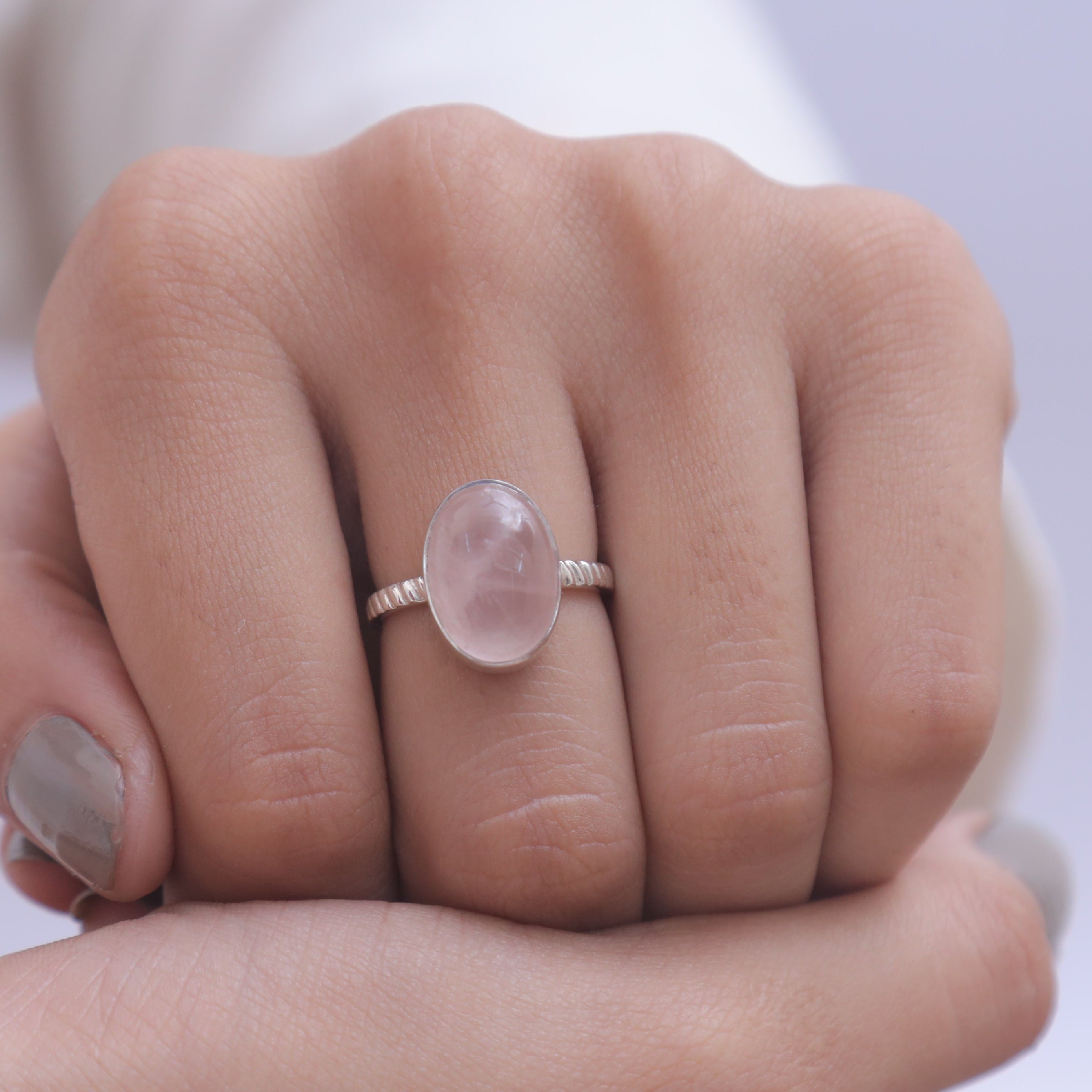 Rose Quartz Sterling Silver Ring